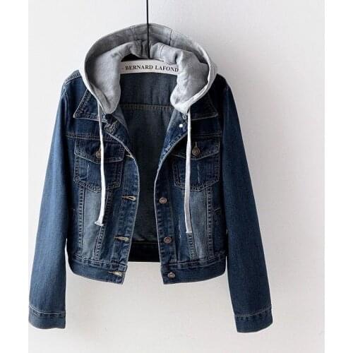 Large Size 5XL Autumn Women Denim Jacket 2021Female Hooded Casual cowboy Jacket Coat Female Student Short Denim Overcoat C1261