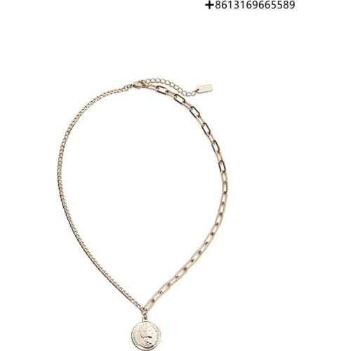 Fashion 925 Queen Elizabeth head round card necklace Europe and America retro style luxury elegant necklace