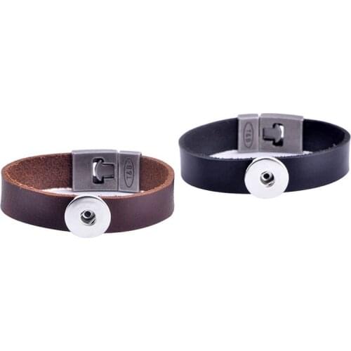 1PC Fashion Women 18mm Snap Bracelet&Bangles Trendy Magnet Buckle Wrap Leather Bracelet Fit 18mm DIY Jewelry SLB18-41