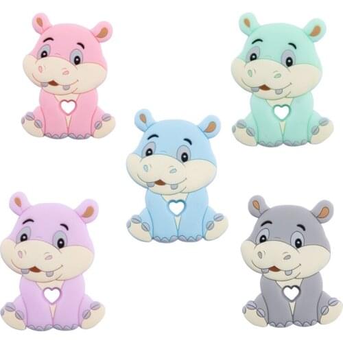 Bite Bites 10/5PCS BPA Free Baby Toys Silicone Teethers Hippo Tiny Rod Nipples For Children Teether for Teeth Teething Necklace
