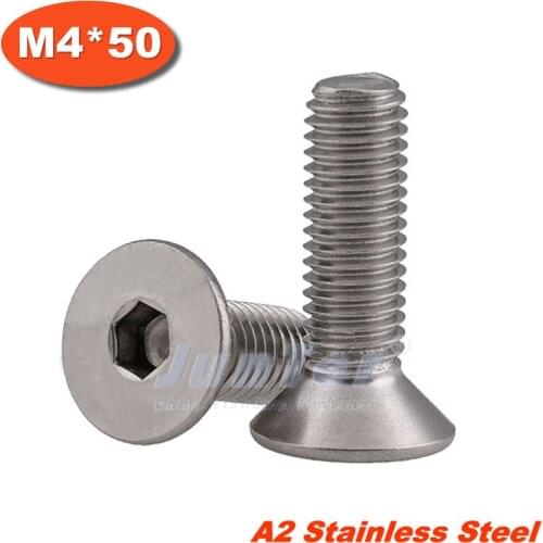 100pcs/lot DIN7991 M4*50 Stainless Steel A2 Flat Socket Head Cap Screw