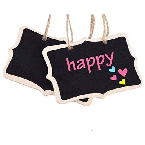 12PCS Mini Chalkboards Signs Hanging Blackboard Double Side Rectangle Message Board Signs for Wedding Party Decoration DIY Craft