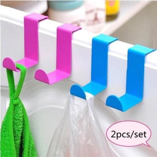 Stainless Steel 2PC Door Hook Kitchen Cabinet Clothes Hanger High Quality Towel Rack Hanging Holder Organizer Bathroom Hcesorios