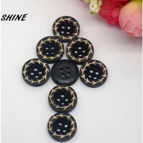 200PCs Decorative Buttons Arrow Painting 2 Holes 15mm Sewing Wooden Buttons Flatblck Scrapbooking