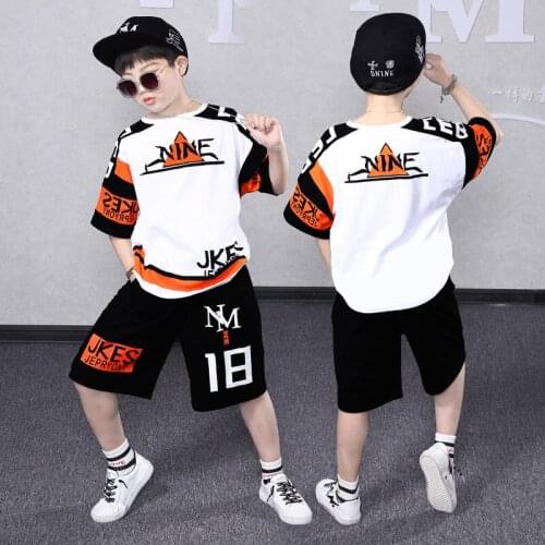 2021 Summer Childrens Clothng Sets Casual Teen Boys Handsome Suits Letter Print T-shirts Shorts Big Boys Loose Sport 2pcs Set