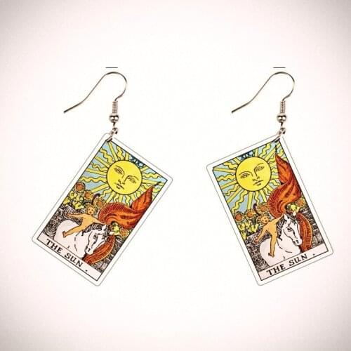 2021 Trendy Vintage Lucky Tarot Earrings Dangle Funny Cards Unique Acrylic Earrings for Women Fashion Jewelry Fate Divination