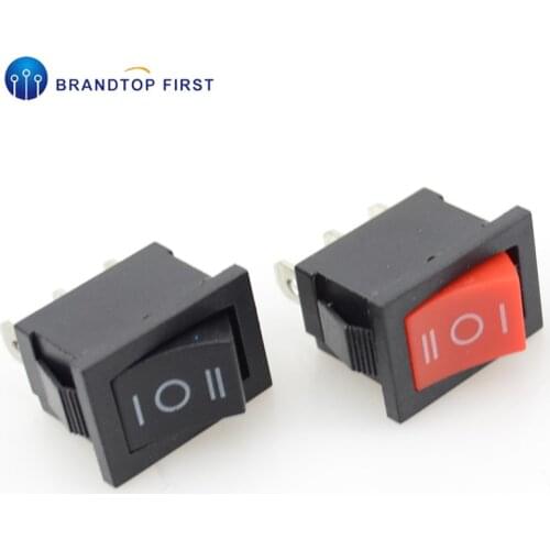 21*15mm black red SPDT On/Off/On AC 6A/250V 10A/125V 3 Pin Boat Rocker Switch Third Gear 3 Position