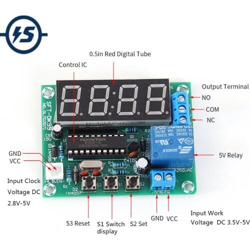 4Bit 0.5in DC 3.5V-5V LED Electronic Clock Module 24 Hours Timer 51 Single-Chip Microcomputer Cycle Timer Switch