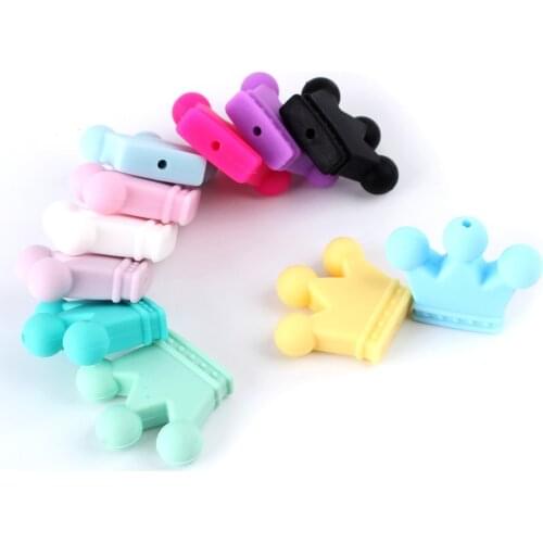 50/100/200 PCS Crown Silicone BeadsTeething Necklace Nursing Toy Accessories Newborn Teething Silicone Teethers