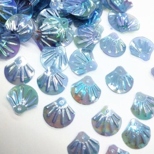 50g/Lot 13mm Blue AB Shell Sequins With 2 Holes Sewing DIY Mermaid Dress Clothing Model B Fan Sector