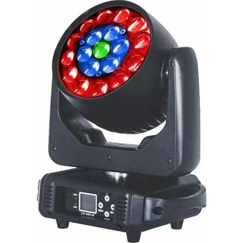 Free shipping 19*15W Mac Aura Zoom Moving Head RGBW Lyre Beam Wash Light