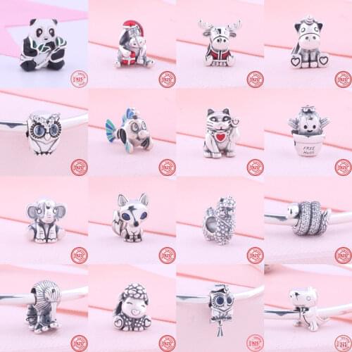 New 925 Silver Specter Elk Dolphin Lion Cartoon Cute Animals DIY Beads Fit Original Pandora Charms Bracelets Women Girl Jewelry