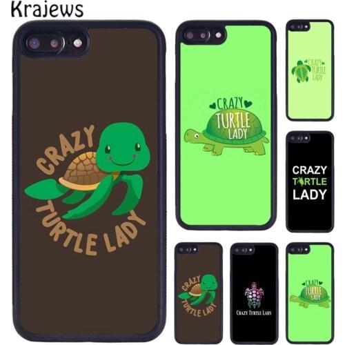 Krajews Crazy Turtle Lady Coque Accessories Phone Case For iPhone 6 7 8 Plus 11 12 Pro X XR XS Max Samsung Galaxy S7 S8 S9 S10