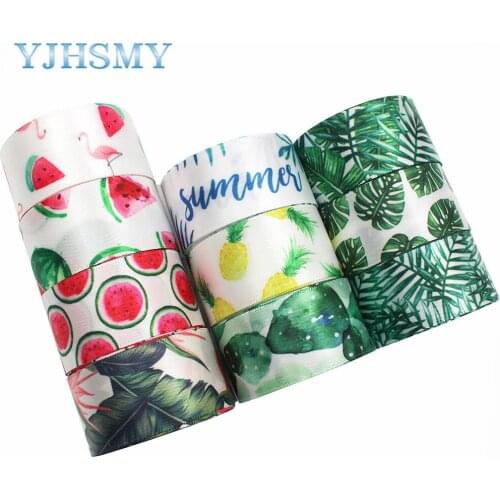 YJHSMY D-17923-679,25 mm 10 yards Cartoon Flower satin ribbons, The tape for Sewing ,Wedding Accessories DIY handmade material