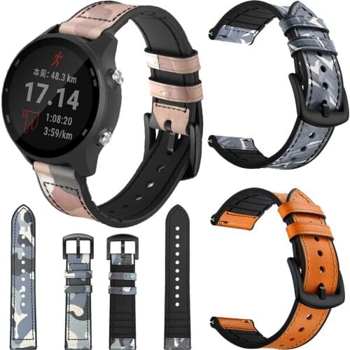 For Xiaomi Huami Amazfit GTR47/42/Haylou Solar LS05 bracelet for Garmin Forerunner 245 645 Silicone Camouflage leather Wristband