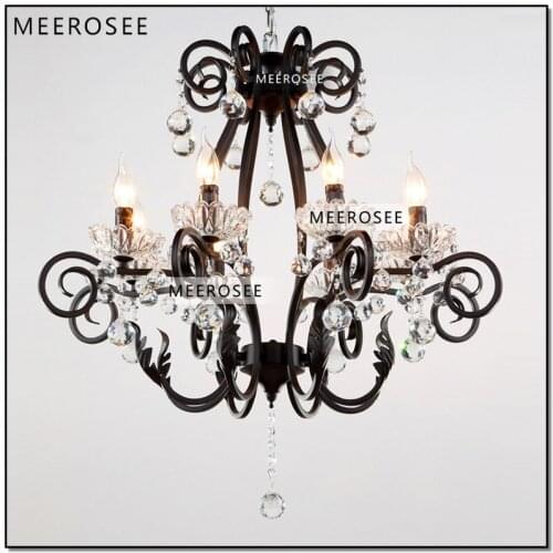 French Vintage Black Chandelier Light Fixture Black Lustre Crystal Hanging Lamp Chandelier Lighting MD88010 D750mm H730mm