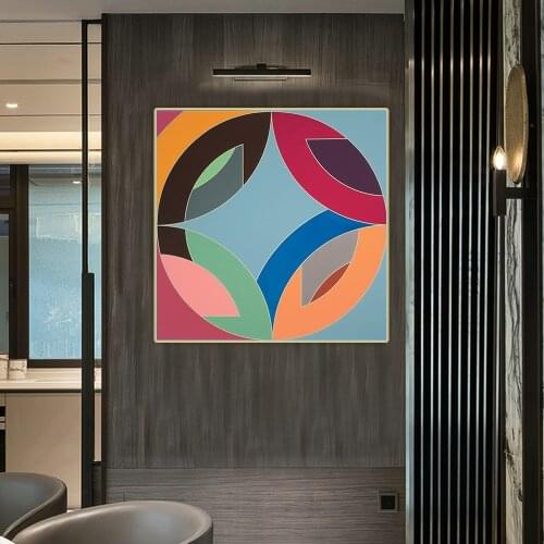Frank Stella《Flin Flon VIII》Minimalism Canvas Oil Painting ArtPoster Picture Wall Hanging Decorations Home Living Room Decor