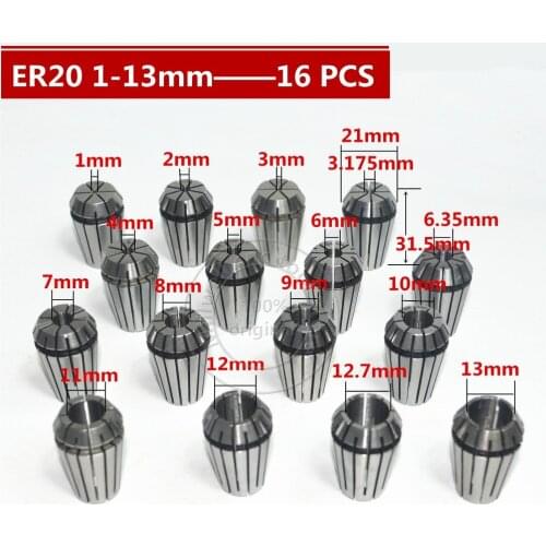 ER20-A,16 Sizes,Freeshipping,CNC machine tool,CNC computer end mill collet,end milling cutter clamping,Tungsten steel clamp