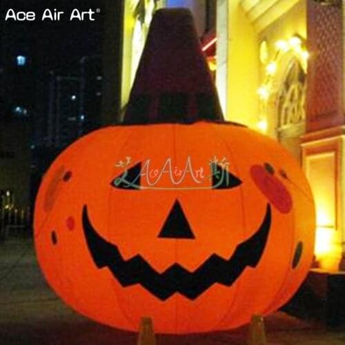 4m H giant halloween food model inflatable scary spooky pumpkin mdoel,Halloween decoration pumpkin with magic hat on bottle