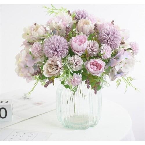 32cm Rose Silk Artificial Flowers Bouquet 7 Head Fake Flowers for Home Garden Decoration Blooming Fake Peony Rose Flower Wedding