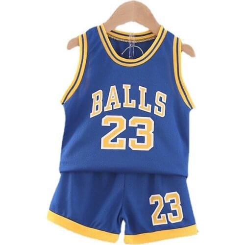 New Summer Toddler Girls Boys Sport Clothing Sets Baby Letter Vest+shorts 2-piece Infant Casual Outfits Kids Basketball Clothes