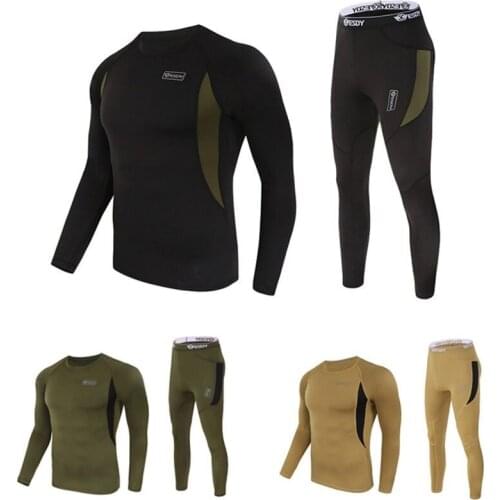 Men Tactical Army Shirts + Pants Military Thermal Underwear Set Fitness Trousers Pants Tactical Fleece Warm Clothes