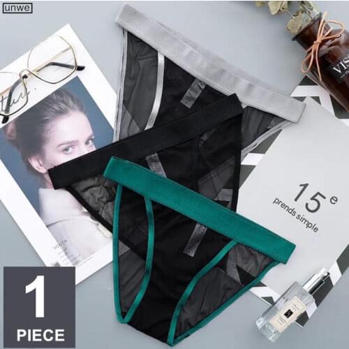 M-XL Mesh Underwear Women Low Rise Sexy Briefs Solid Exotic Transparent Female Panties
