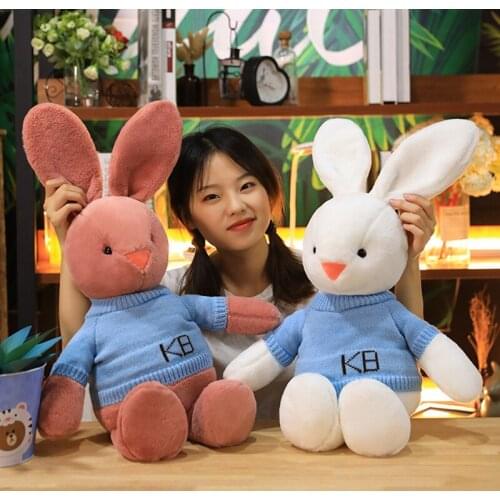 Kawaii Rabbit Free Child Plush Toy Doll Children Girl Gift Cute Sweater Rabbit Doll Doll