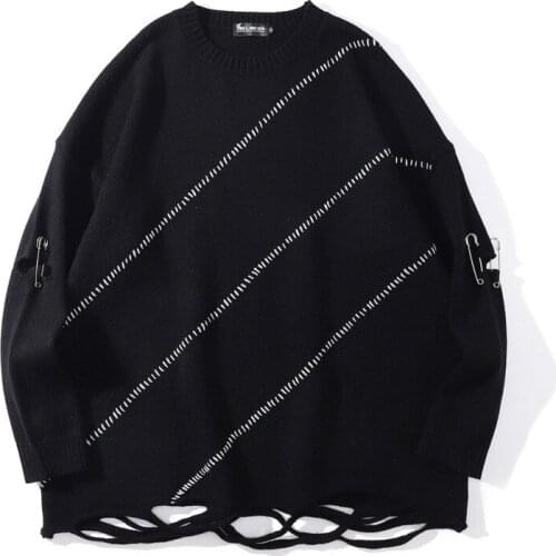 ERENEJIAN Mens Fashion Oversized Hip Hop Sweater Hi Street Personality Harajuku Pullover Jumper Knitted Tops Knitwear