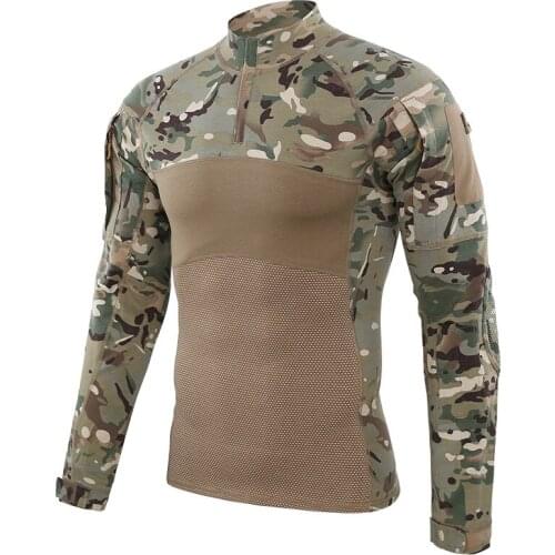 2019 NEW Camouflage Tactical Military T-shirts Men Summer Long Sleeve Cotton Army Combat tshirts Mens Hunt T-shirts Outwear-E