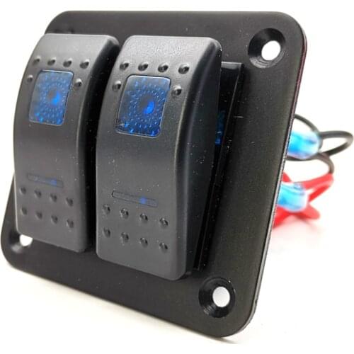 12V+24V 2 Gang Dual LED Light Bar Car Caravan Marine Boat Rv Rocker Switch Panel