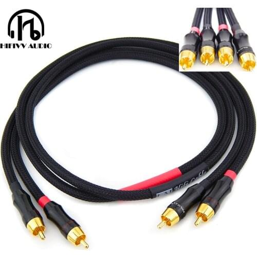 2Pcs/Pair Audio cable RCA plug line Grade RCA Cable W/ Budweiser Male RCA to RCA HIFI For Amplifier DAC TV player