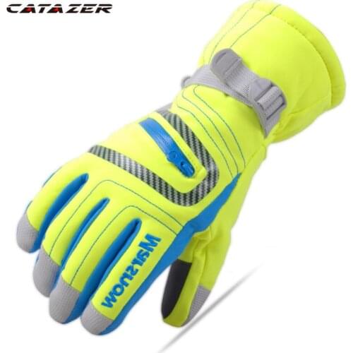 Catazer Men Women Children Ski Gloves Waterproof Warm Cycling Hockey Gloves Winter Sports Skiing Snowboard Gloves