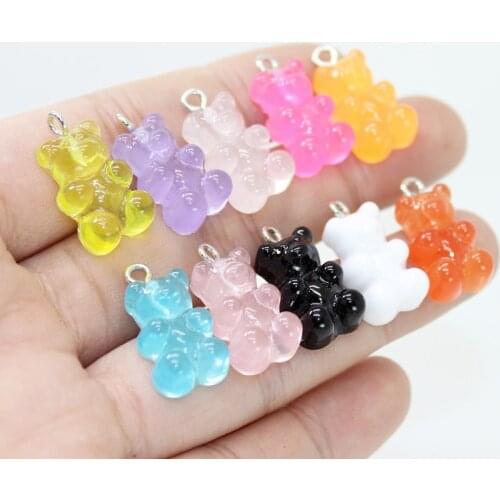 10Pcs Crystal Candy Bear Pendant Charms for Necklace Bracelet Earrings Jewelry Making DIY Findings Cute Resin Bears Wholesale