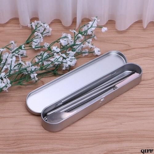 Drop Ship&Wholesale Silver Tin Pencil Case Pen Storage Box Stationery Organizer School Office Use APR28