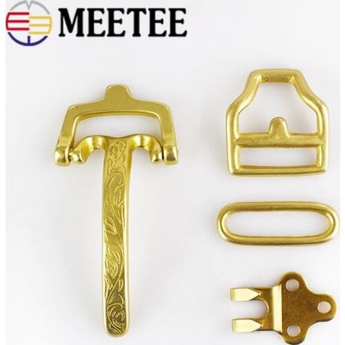 Meetee 1set 40mm High-grade Metal Pure Copper Belt Buckles DIY Manual Coppers Casting Leather Crafts Decor Buckle Head