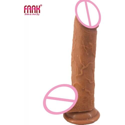 FAAK realistic dildo double layer silicone fake penis big dick adult sex product masturbator suction sex toys for women sex shop