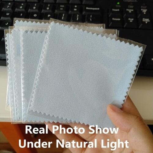 50 100 Pieces Cleaning Silver Polishing Cloth With OPP Bag for Sterling Silver Jewelry Anti Tarnish Blue Color Microfiber Suede