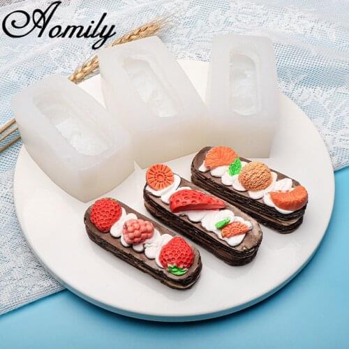 Aomily 7.2cm Lifelike Strawberry Orange Cake Shaped Silicone Fondant Cake Chocolate Molds Decorating Resin Clay Mould Resin Mold