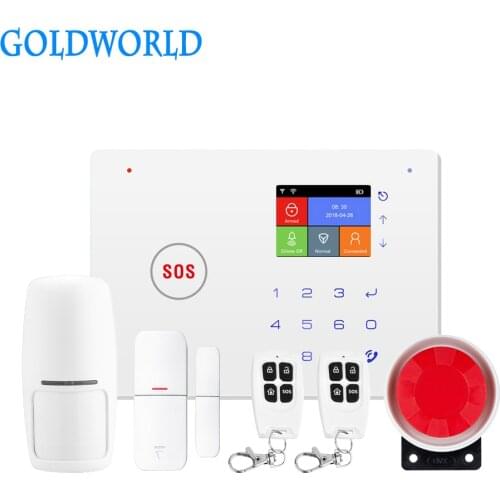 GoldWorld GSM WiFi Alarm System AutoDial Motion Detection Fire Smoke PIR Siren Sensor Home Burglar Wireless GSM Alarm system APP