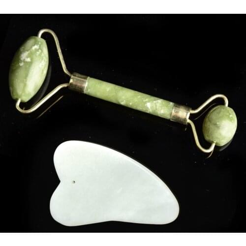 Rose Quartz Face Massage Roller Natural Jade Scraper Plate Double Head Slimming Face Massager Roller Face Anti Wrinkle Removal