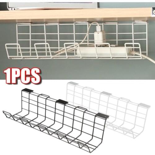 Under Desk Hidden Power Strip Adapter Outlet Storage Rack Office Hanging Wire Cord Power Board Socket Cable Management Basket