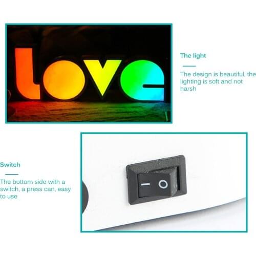 HoneyFly LOVE LED Night Light Alphabet Night Lamp For Kids Room Bedroom Bedside Lamp Wedding Party Decoration Valentines Day