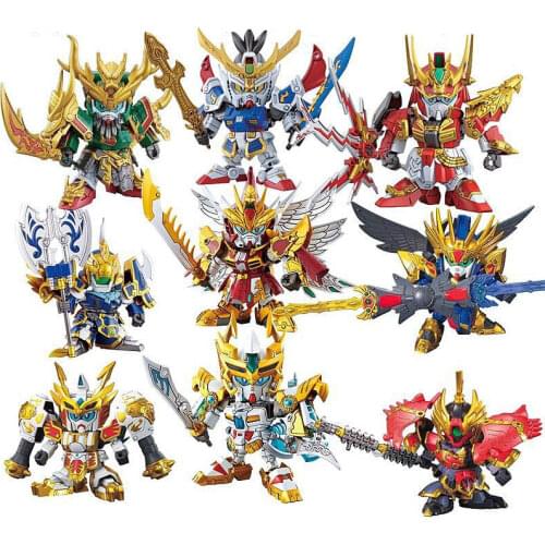 Three Kingdoms Gundam Anime Action Figures SD Teni Ryofu Koumei Kanu Shibai 8cm Model Kits Plastic Puzzle Robot Toys