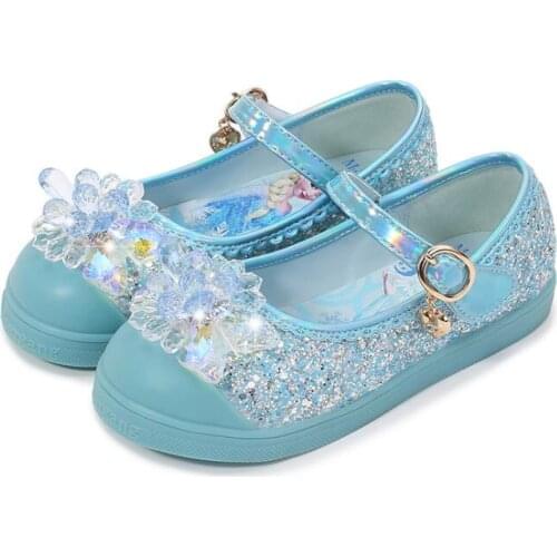 Girls Wedding Shoes Glitter New Flat Heels Children Frozen Princess Sandals Dance Kids Fashion Party Shoes crystal Sneakers