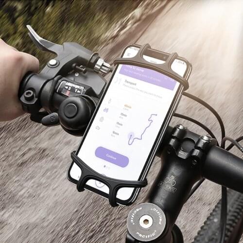 Bike Phone Holder Silicone Adjustable Pull Button Anti-shock Phone Holder Mount Bracket Fork For Bicycle Phone Holder Phone