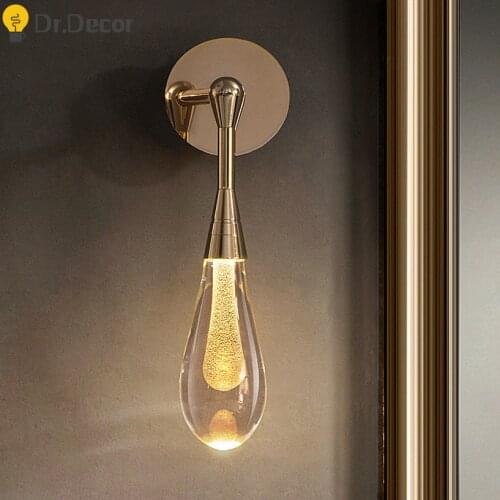 Vintage Kitchen LED Crystal Glass Wall Lamp Retro Living Room Decoration Wall Light Nordic Luxury Bedside Home Wall Sconce Lamps