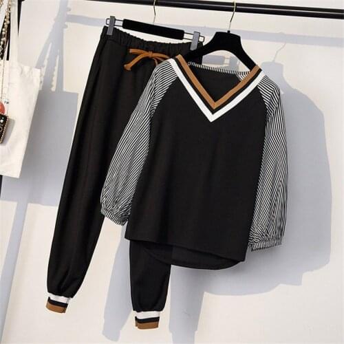 Plus Size Womens Autumn Wear, New Fashion, Age Reduction, Belly Slimming, Long-sleeved Sports Pants, Casual Two-piece Suit