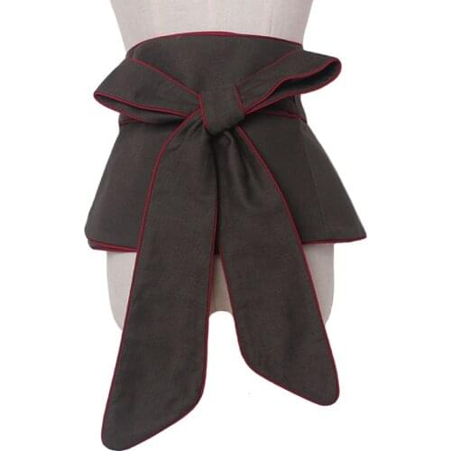 Women Lace Up wide Waistband Corset Belt Cotton fabric Tie Up Front Back High Waist Belt Top Female accessories