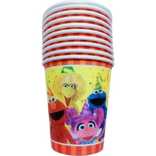 10Pcs Elmo Theme Baby Shower Boys Happy Birthday Sesame Street Decoration Wedding Event Party Supplies Cup Plate Tableware Sets